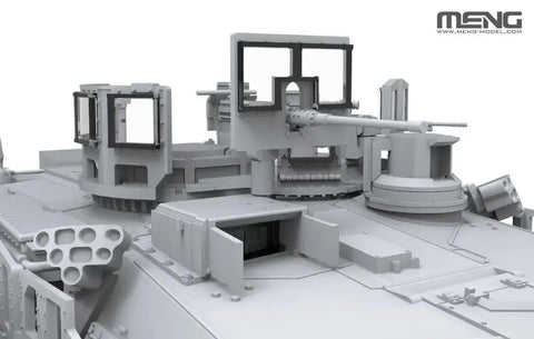 Close-up of 1/72 M1A2 SEP Abrams TUSK II Ready To Assemble Model Kit With Photo Etched Parts, upper turret view.