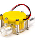 Portable Micro Hydro Generator Turbine For Water Flow 12V 10W DIY Kit with yellow top and clear stainless steel fittings
