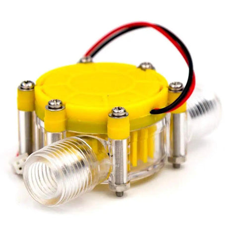 Portable Micro Hydro Generator Turbine For Water Flow 12V 10W DIY Kit with yellow top and clear stainless steel fittings