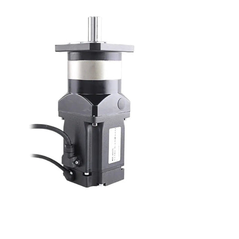 Tough Built 750W AC Servo Motor Wicked Fast ASD275 Driver And 80SS75 Planetary Gearbox 50 To 1 Ratio side view with wires.