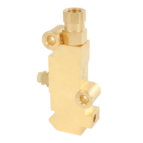 Badass Brake Proportioning Valve For Four Wheel Disc Systems features solid brass body and hydraulic ports for classic vehicles.