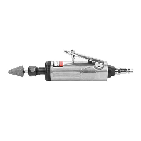 No Nonsense Pneumatic Air Sander Kit Lightweight Metal Polisher Grinder viewed side with attachment for precision sanding.
