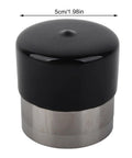 Moncer trailer bearing lubricator cap: stainless steel base with black plastic top, 1.98 in diameter