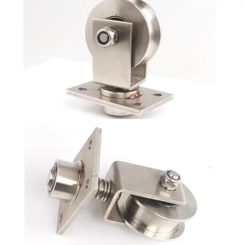 Heavy Duty Sliding Gate Wheels 68mm V Groove Casters Spring Loaded Gate Rollers with stainless steel design for smooth operation.