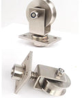 Rock Solid 68 Mm Sliding Gate Wheels With Spring Loaded V Groove Casters Built Like A Tank From Rust Resistant 304 Stainless Steel Handling Up To 550 Lbs For Dead Simple Operation, showing stainless steel wheel and mounting plate.