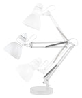 28 Inch Swing Arm Architect Desk Lamp Matte White With Rotary Switch On Shade showing adjustable positions