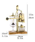 Top Shelf Siphon Coffee Maker Serving Up Smooth Brews And Chill Cold Steeps With Heavy Duty Glass And Classic Retro Styling, 15in tall.
