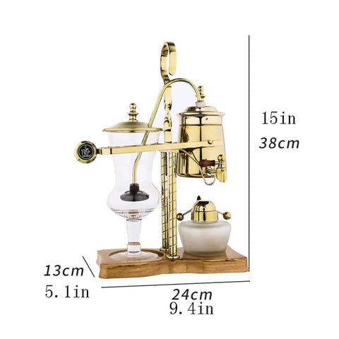 Top Shelf Siphon Coffee Maker Serving Up Smooth Brews And Chill Cold Steeps With Heavy Duty Glass And Classic Retro Styling, 15in tall.