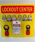 Lockout Center Backboard Kit, Yellow 14 By 14 Inches With Eight Replaceable Hooks, Clear Pocket, Wall Mount Ready