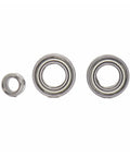 3Pcs Fishing Reel Ball Bearings Kit For 02 Ultegra 2500 ARB Arm Rollers Featuring Deep Groove Chrome Steel 52100 Construction This Bearing Set Includes 76 By 1 And 77 By 2 For Smooth Rotation And Enhanced Performance On Ultegra 2500 Reels, showing three bearings.