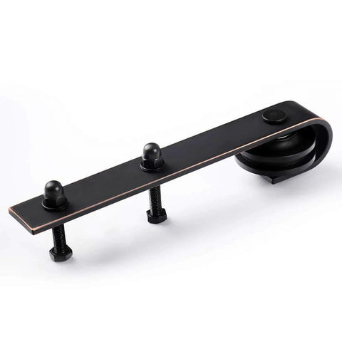 Oil Rubbed Bronze Sliding Barn Door Hardware Kit With J-Shape Rollers For Interior Doors close-up view