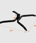 AR500 Steel Target Stand System Complete Kit dimensions showing 27x31x4 inches in black steel for one person setup.
