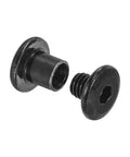 20 Sets Black Stainless Steel M5 Millimeter Screw Posts With Female Hex Bindings Rock Hard Leather Fasteners And Belt Buckle Bolts Includes Wrench For No Sweat Install And Clean Look components close-up on white background.