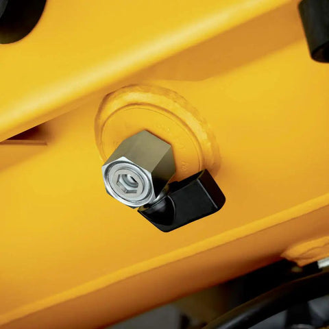Close-up of heavy duty portable air compressor featuring 4 5 gallon steel tank and 225 psi maximum pressure air valve.