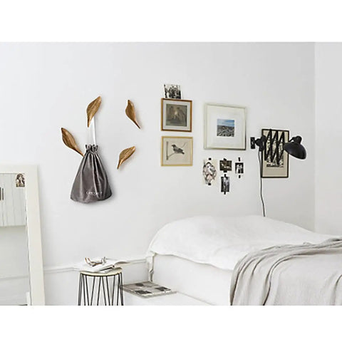 Straight Up Best Bird Shaped Resin Wall Hook With Wood Grain Finish For Coats And Hats Slick Wall Mounted Bedroom Organizer Smooth Edge Design Sweet Home Decor Plus Hassle Free Install on white wall.
