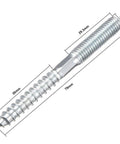 M8 Zinc Plated Hanger Bolts 8 Pack Double Headed Screws Heavy Duty Carbon Steel with Self Tapping Ends, 79mm length.