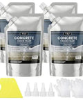 Dead Set Self Leveling Concrete Crack Filler 4 Pack Liquid Cement Sealant for Driveways and Garage Floors Waterproof Gray in pouches