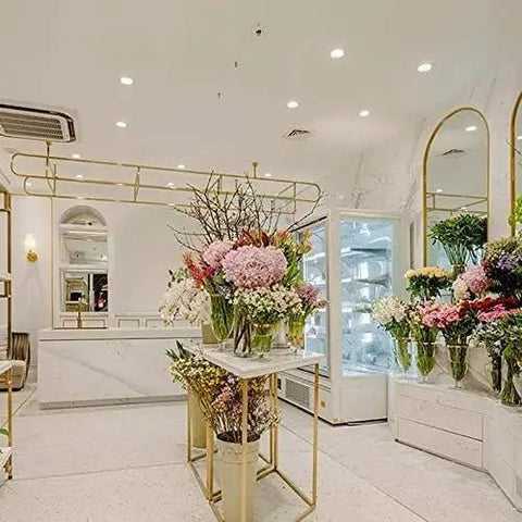Recessed Lighting Housing Trim Kits Aluminum Embedded Panel Light for Home Indoor Gold, Led Ceiling Spotlight Floodlight Decorative Fixture Embedded Integrated White Light_5w illuminating a flower shop interior.