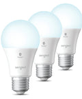 Three Alexa Ready A19 Dimmable LED Bulbs 5000K Daylight 60W Equivalent 800 Lumens High CRI Bluetooth Mesh Auto Pairing