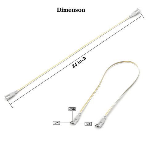 LED Linkable Power Cables For 2 Foot 24 Inch T5 T8 Tube Light Fixtures Double End Connector Extensions Extension Wire For Integrated LED Fixture Pack Of 4