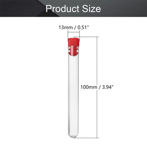 Clear Plastic Test Tubes With Red Caps 100 Pack 13mm By 100mm Mini Tubes With Lids Leak Proof Snap Caps Perfect For Diy Jewelry Beads Powder Spices Liquids Yeast Samples And Lab Experiments. 13mm x 100mm clear tube size