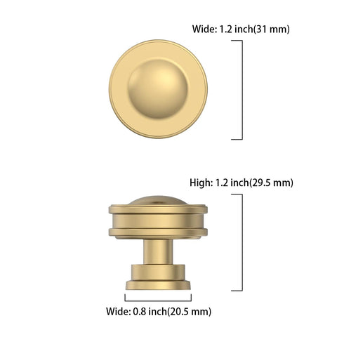 Dimensions of 10 Pack Champagne Bronze Cabinet Knobs for Kitchen and Dresser Drawers Zinc Knob Hardware Includes Durable Pull Handles