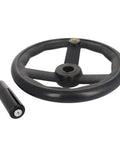 Robust Plastic Three Spoke Hand Wheel With Revolving Handle Milling Machine Tool Shaft Control Durable Grip For Heavy Duty Industrial Jobs Smooth Operation And Reliable Performance, black plastic hand wheel with handle