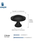 10 Pack Black Round Mushroom Cabinet Knobs For Dresser And Drawer 1.5 Inch Diameter, Includes Two Screw Lengths, Individually Packed