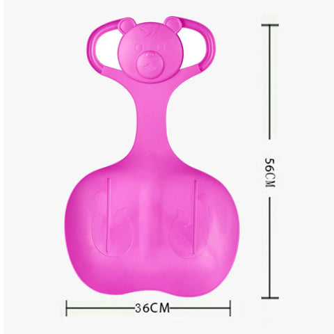 Family Snow Sled For One Person Flexible Cold Resistant PP Toboggan With Comfortable Handle, 22x14 inch, rose red
