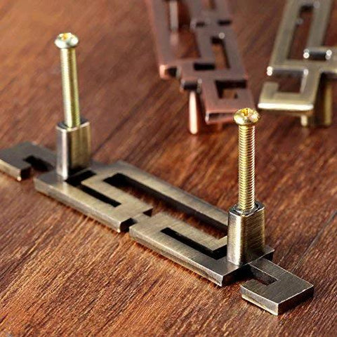 Close-up of Set Of 5 Vintage Retro Style Kitchen Cabinet Door Handles And Drawer Pulls 177mm Length 6.97 Inches Antique Bronze Zinc Alloy