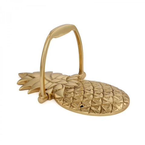Side view of 8 Inch Solid Brass Pineapple Door Knocker With Mounting Hardware Dope Front Door Accessory Premium Finish