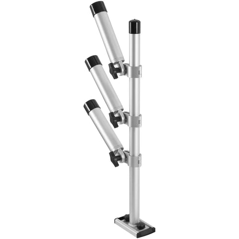 Three Rod Adjustable Trolling Rod Holder Tree For Boats With 360 Degree Rotation And 180 Degree Tilt, Marine Grade Aluminum, Height Adjustable Gunnel Track Mount Fishing Rod Holder System