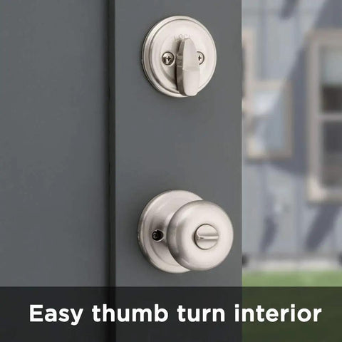 Juno Keyed Entry Door Knob And Single Cylinder Deadbolt Combo With Microban Antimicrobial Protection SmartKey Security