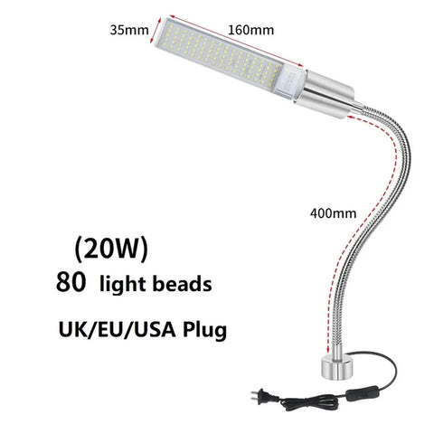 LED Machine Tool Working Light For CNC And Industrial Equipment, 110-220V magnetic round 20W LED lamp with flexible neck