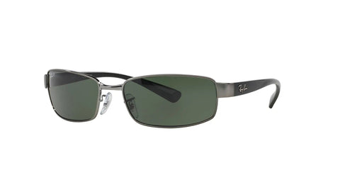 Metal Rectangular Sunglasses With Polarized Green Lenses In Gunmetal Frame 62 mm Durable Vintage Style Eyewear Unisex For Everyday Use
