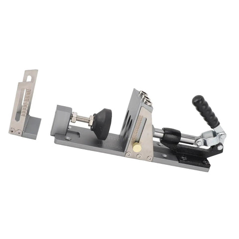 Top Tier Aluminum Alloy Pocket Hole Jig Kit With Precision Step Drill And Adjustable Depth Stop For Flawless Wood Joinery And No Fuss Weekend Diy Craftsman Work, displayed from the side.