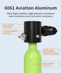 Portable 0.5L Mini Scuba Tank For Travel And Recreational Diving, close-up on 6061 aluminum tank with pressure gauge.