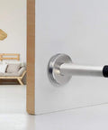 Long 8 Inch Stainless Steel Door Stopper Heavy Duty Brushed Finish With Rubber Absorber Anti Collision Wall Protector installed on door