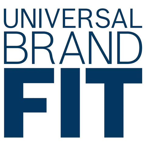 Text reading 'Universal Brand Fit' in bold blue letters on a white background.