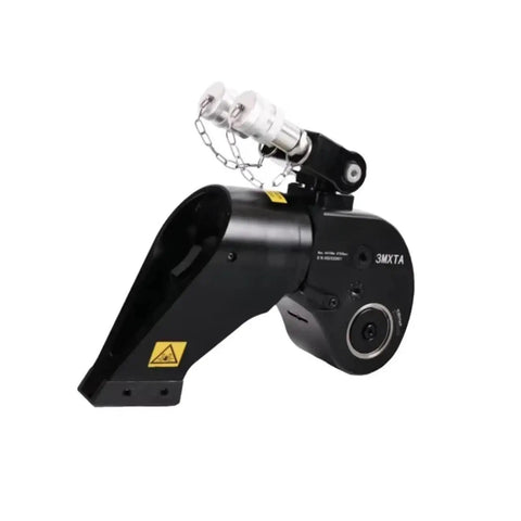 Heavy Duty Workhorse Hydraulic Torque Wrench With Square Drive And Smooth Hose Swivel, showing a black alloy design with dual pin-style retention.