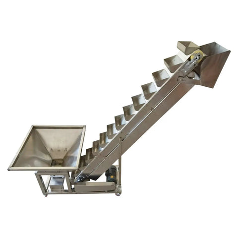 Dinenovate Heavy Duty Z Type Bucket Elevator 6.5ft Lifting Height Stainless Steel Conveyor for bulk material handling, 220V motor.