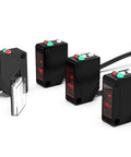 Through Beam Photoelectric Sensor With 5M Sensing Range, NPN Or PNP 10-30V DC, Square Photo Switch With Bracket, 3 Wire NO NC, 2M Cable