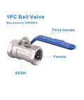 Built Tough Plumbing Ball Valve With Female Threaded Connection And Smooth Turn Handle For Rapid Fluid Shutoff and Zero Drip Reliability That Truly Delivers Every Day, detail view showing female thread and thick handle.