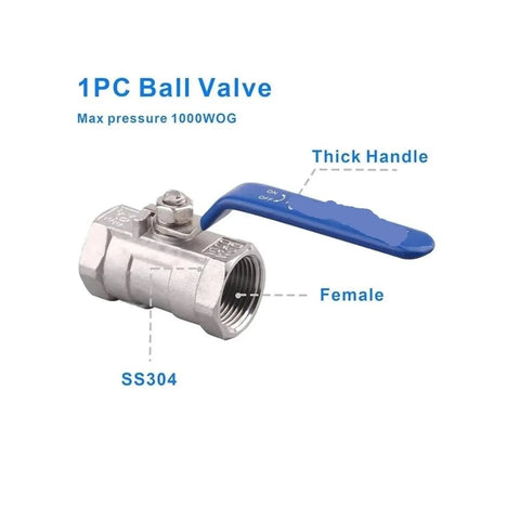 Built Tough Plumbing Ball Valve With Female Threaded Connection And Smooth Turn Handle For Rapid Fluid Shutoff and Zero Drip Reliability That Truly Delivers Every Day, detail view showing female thread and thick handle.