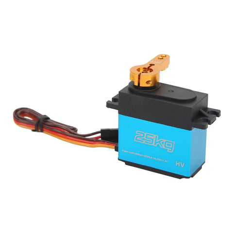 Beefy Digital Servo Featuring Rock Solid Metal Gears And Coreless Motor Waterproof Design Delivers Lightning Quick Response Plus 25 Kilogram Torque For 1 10 Scale Rcs Measuring 40 By 5mm Blue.