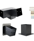 Heavy Duty Slanted Roof Pergola Brackets for 4x4 Posts Wall Mount Steel Support Kit 3 Way Unidirectional Configuration for Porch Gazebo and Backyard Black