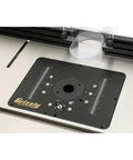Pro Grade Router Table Featuring Precision Lift Control And Massive Cast Iron Wings For Killer Cabinet Work. Router lift with adjustment scales.
