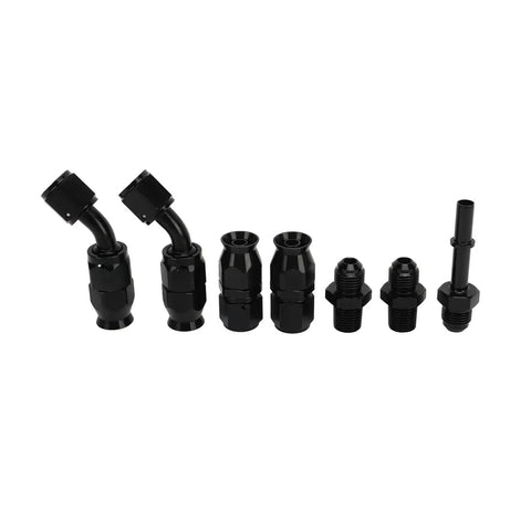 Kickin It With 6AN 3/8 Fuel Line Fitting Kit Using Flexible PTFE Nylon Hose For LS Swap EFI Systems That Are Totally Leak-Proof And Have 15 Connectors black AN fittings