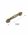 Elegant Antique Brass Cabinet Handle With Dope Ornate Vintage Leaf Design Pair Drawer And Door Pull For Furniture Restoration And Home Decor 12 Inch Sturdy Brass Hardware Built To Last For Cabinets And Dressers featuring intricate leaf ends, 8 inch size shown