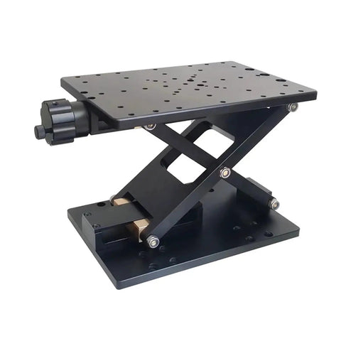 Motorized Rotary Positioning Stage SD410 Z-Axis Pro Grade Lifting Table, 25kg load, showing side view with adjustment knobs, 120mm stroke